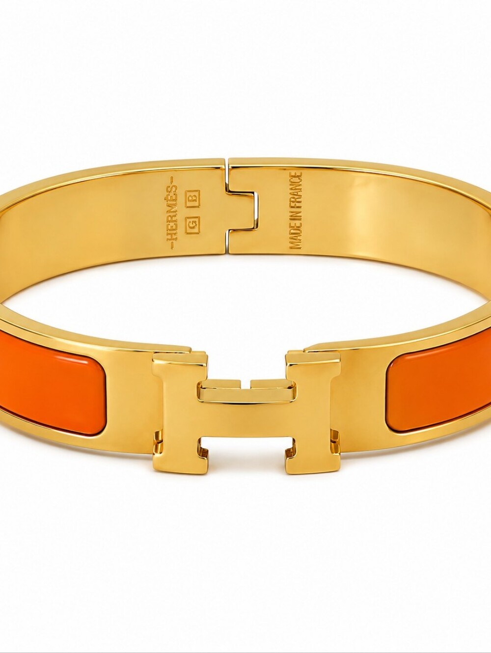 HERMES Bracelet Click H Orange Gold